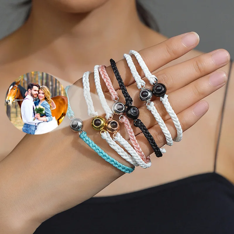 

Custom Picture Bracelet For Women Personalized Circle Photo Projection Couples Bracelets Lover Family Keepsake