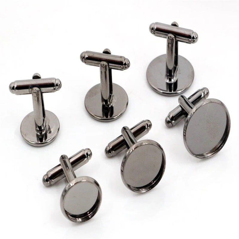 10 sztuk/partia 10mm 12mm,14mm,16mm,18mm,20mm, 6 kolory Plated miedzi spinki baza spinki do mankietów Link ustawienia Cabochon Cameo baza — zdjęcie 6