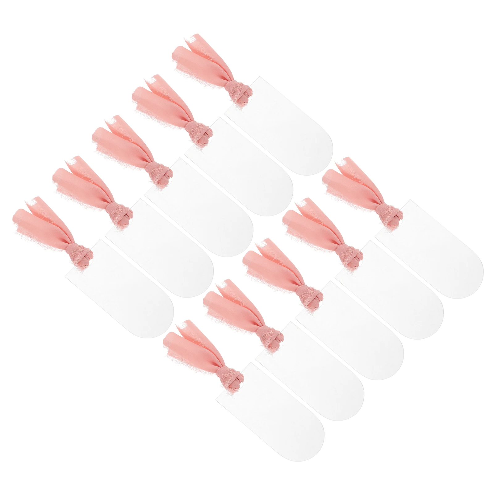 

10pcs Wedding Seating Tags Blank Acrylic Arch Transparent Reusable Ribbon Hanging Chair Sign Bookmark Party Name Cards Decor