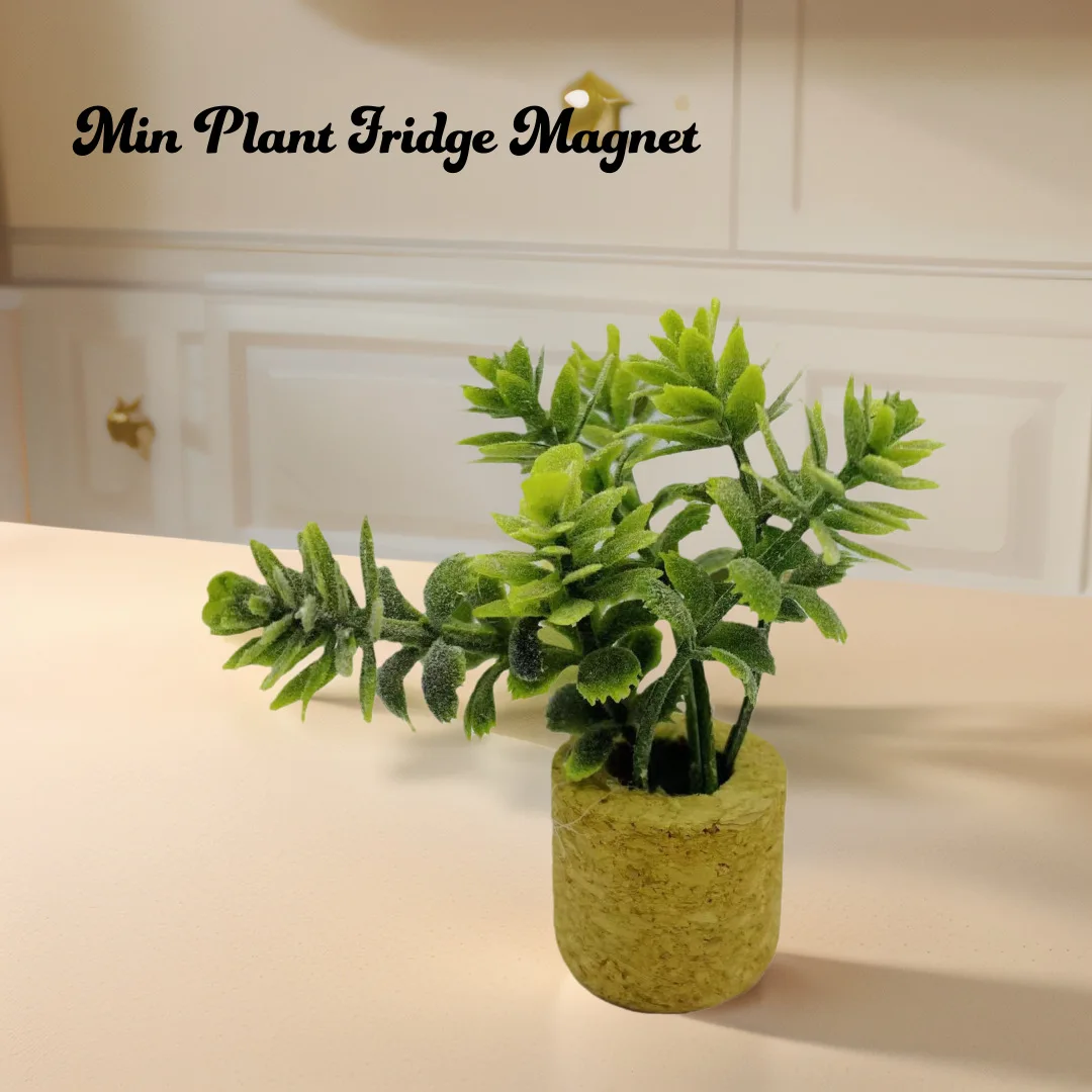 Artificial Frosted Green Plant Potted Plant Model Miniature Refrigerator Sticker Decoration Home Desktop Decor Figurines Crafts