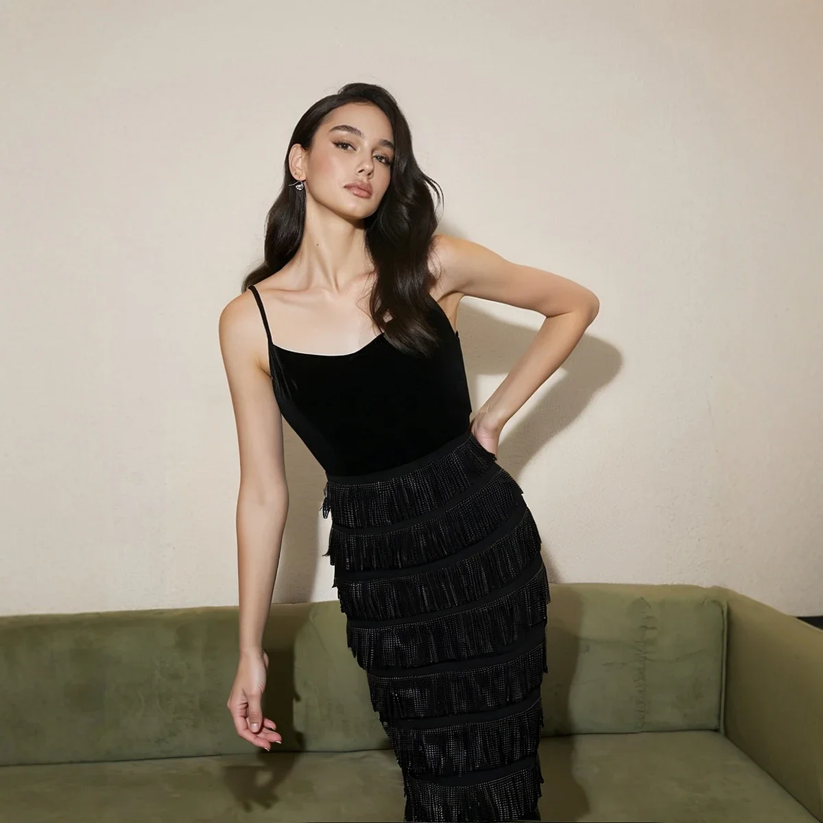 Dresses Spring Summer K-Style Party Sashes Beading Sleeveless Square Neck Midi Cami Fashion Dresses For Women