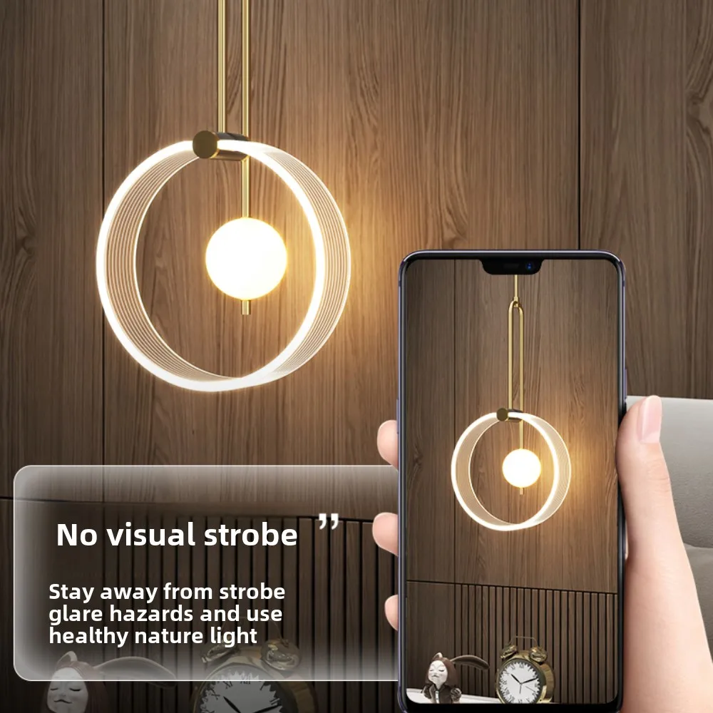 Luces colgantes LED minimalistas de estilo nórdico, anillo acrílico, lámpara colgante moderna, iluminación de pared de fondo para sala de estar y dormitorio