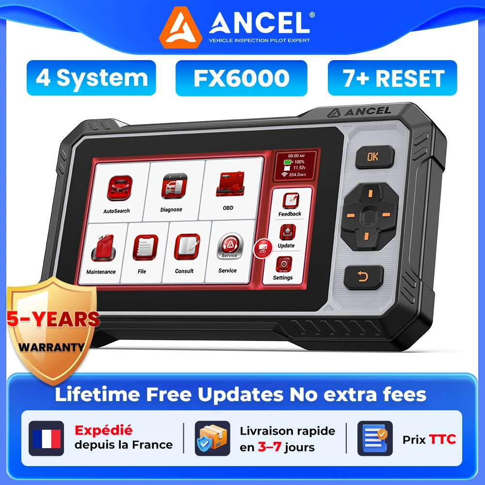 ANCEL FX6000 OBD2 Scanner Bidirectional Control Scan Tool 4 System Active Test ABS EPB BMS ETS Gear Oil SAS Reset OBD2 Auto Scan