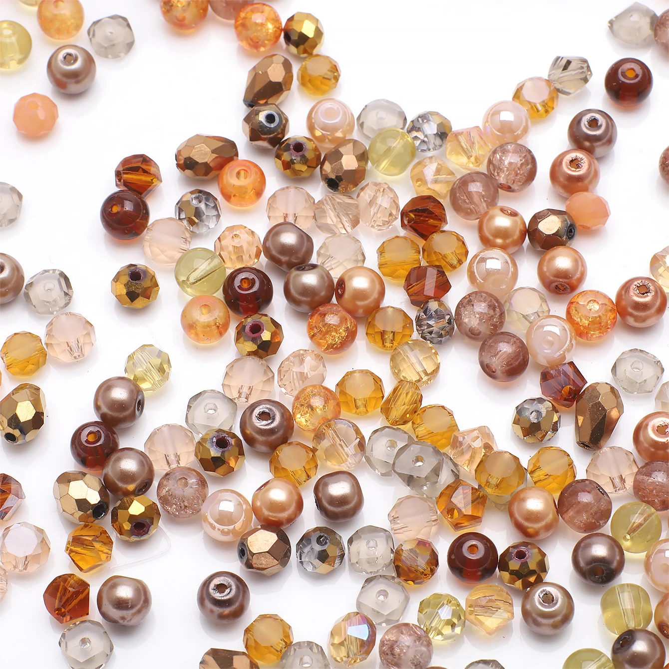 100Pcs/Lot 6mm Mixed Faceted Glass  Round Loose Spacer Beads Crystal Glass Pearl Crafts for Jewelry Making DIY Bracelet Earings