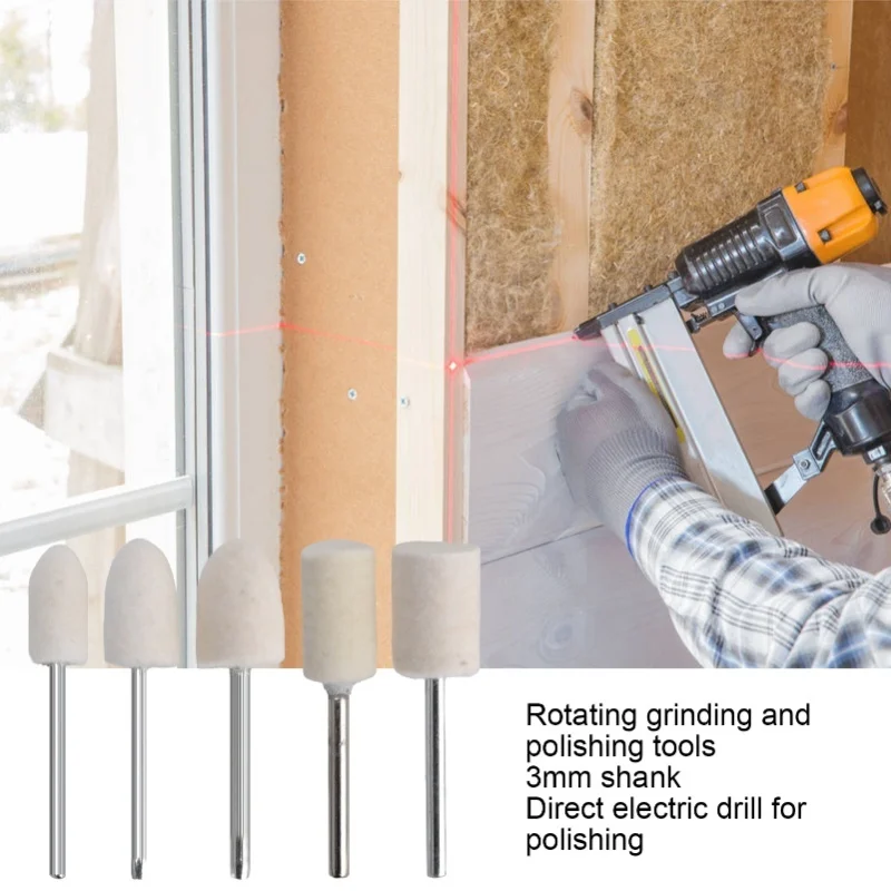 25Pcs Felt Polishing Wheel Wool Buffing Grinding Bits Grinder Head Rotary Tool Drill Attachment