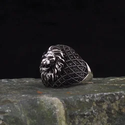 European and American Vintage Lion Ring Men's Personality Dominant INS Style Advanced Hip Hop Ring