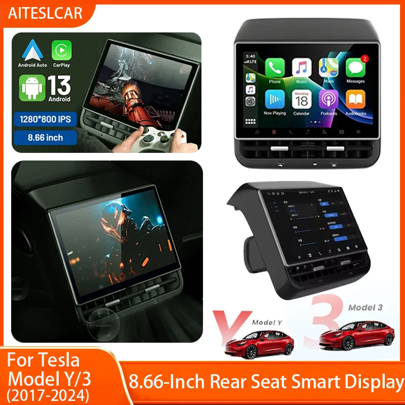 

8.66 Inch Rear Display for Tesla Model 3 2017-2023 Model Y 2017-2025 4G+64G Rear Entertainment WIFI Display Car Accessories