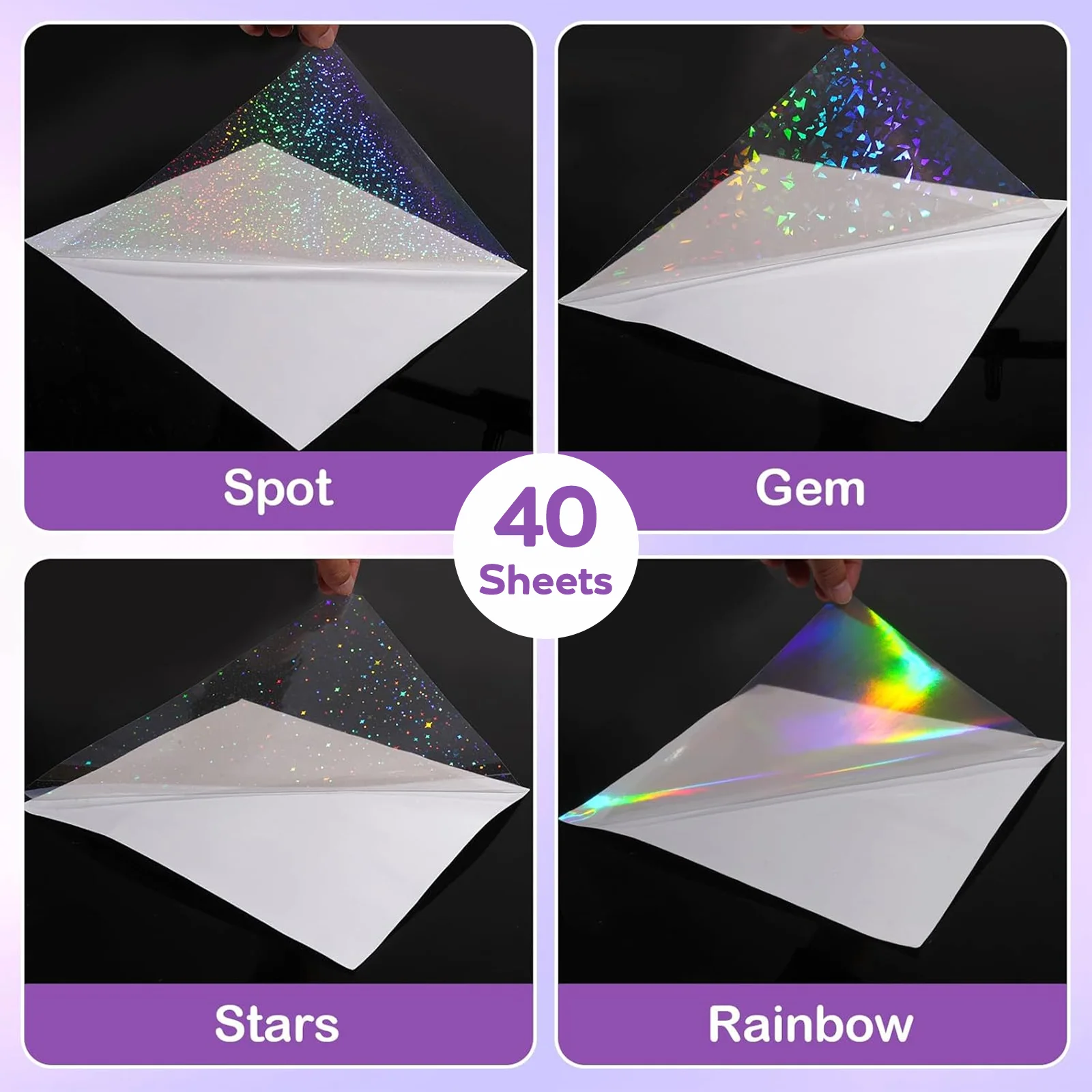 40 Sheets A4 Clear Holographic Cold Lamination Film 8.3×11.7