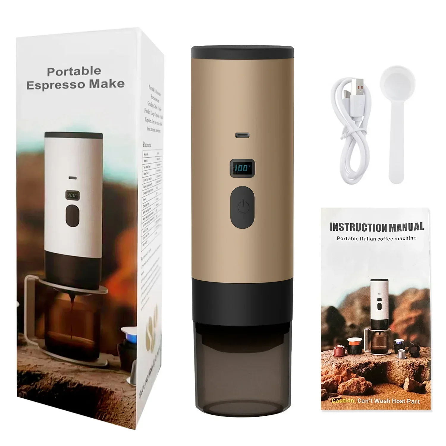 Portable Wireless Charging Coffee Machine 18BAR Multi-function 3 in 1 Fully Automatic Heating Overflow Capsule Coffee Machine