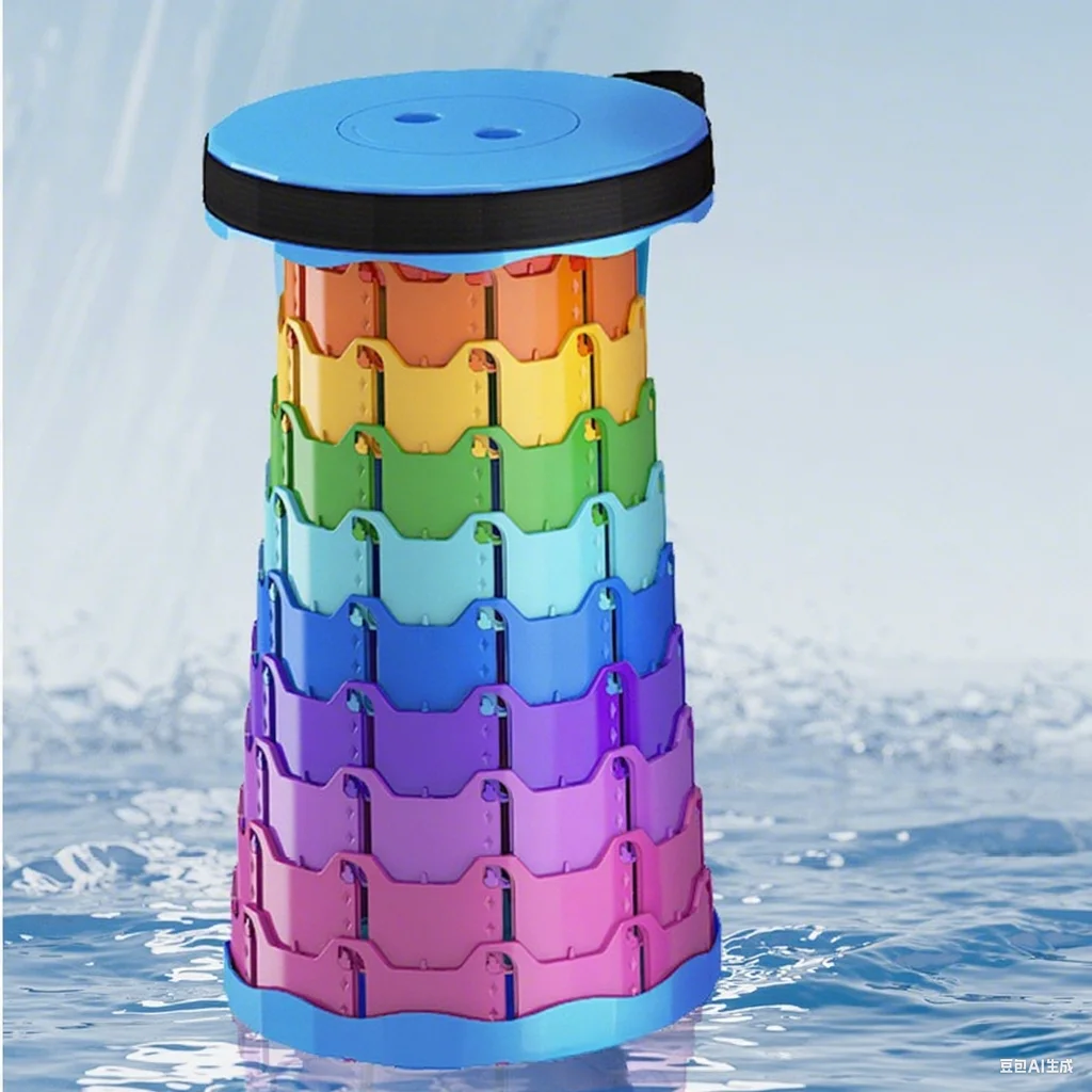Sgabello pieghevole multiuso - Sedia telescopica portatile per campeggio Picnic Spiaggia Altezza regolabile Design compatto e leggero