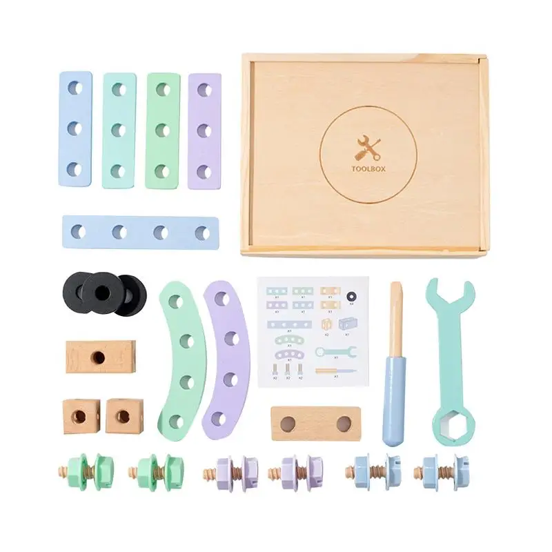 

Educational Montessori Kids Toys Wooden Montessori Toys DIY Nut Combination Pretend Play Preschool Nut Screw Assembly Simulation