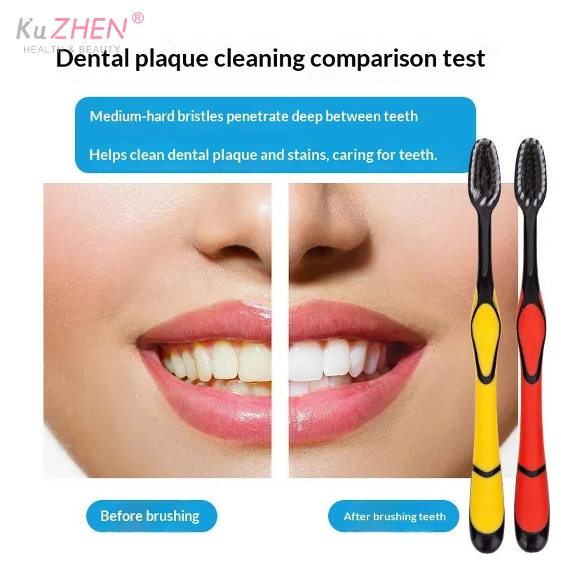 5/10Pcs Assorted Color Manual Charcoal Toothbrushes Random  Round Head Soft Hair Toothbrush Individually Packaged For Adults