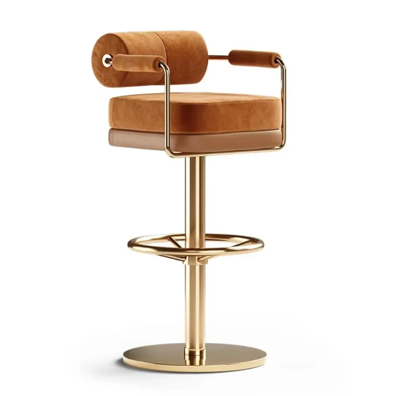 

Luxury velvet upholstered rotating stable bar stool high quality simple stainless steel fashion modern style