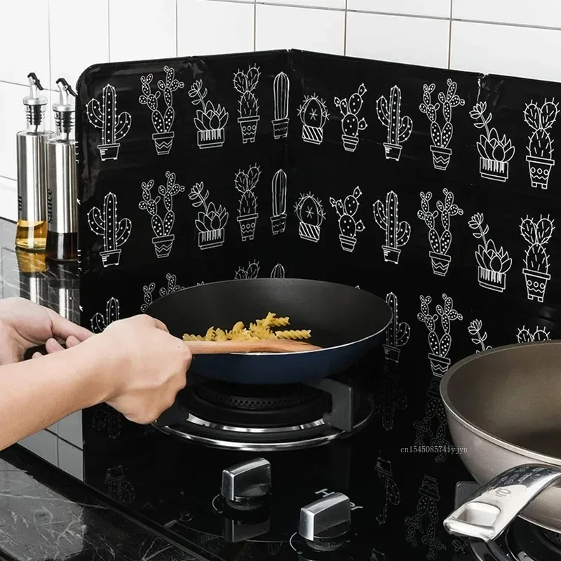 Kitchen Oil Baffle Aluminum Foil Insulation Board Household Cooking Oil Splash Guard Foldable Waterproof Proof Wall Stickers