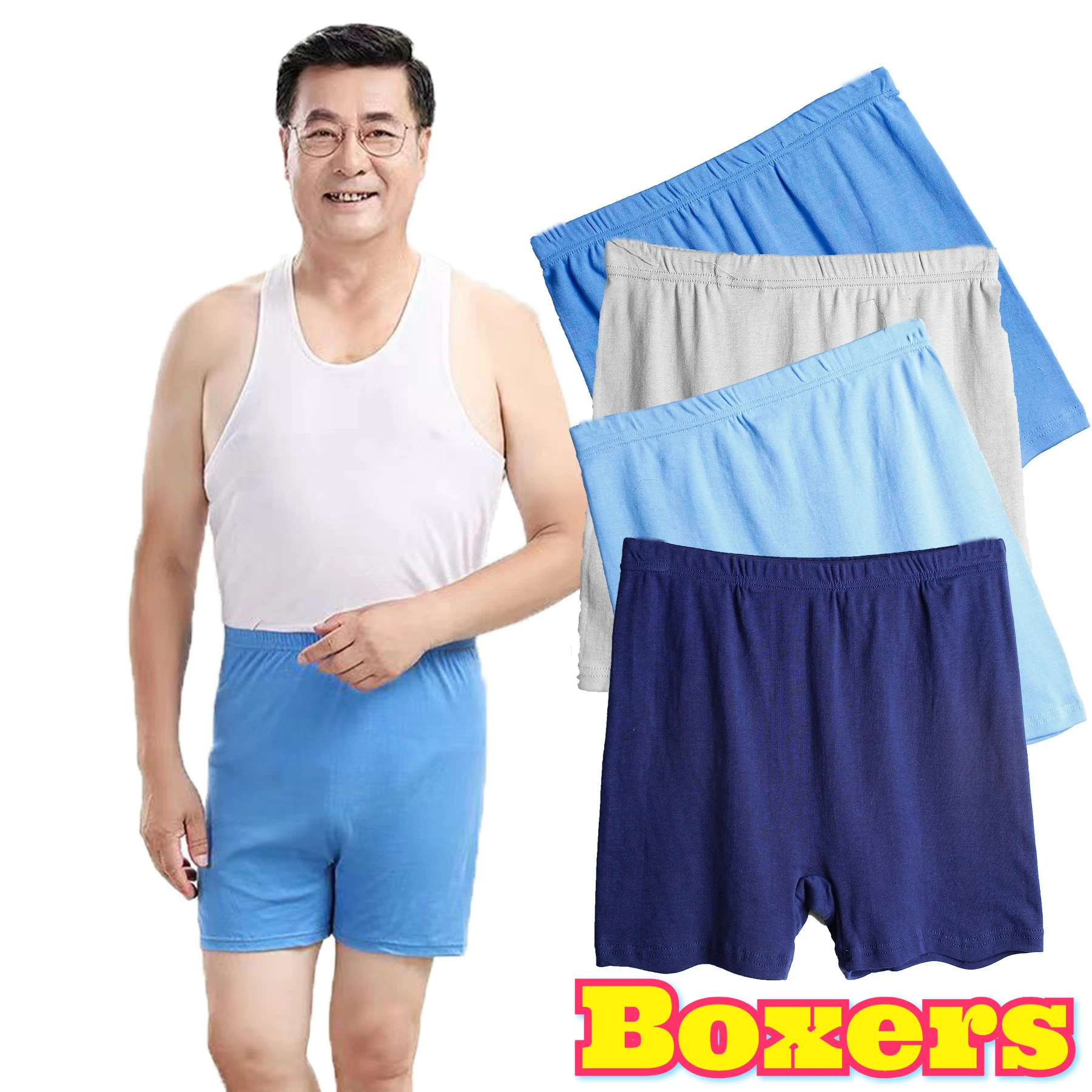 اضافية كبيرة عالية الخصر القطن الملاكم ملخصات الرجال ملابس داخلية مريحة حجم كبير فضفاضة تناسب الجد السراويل لينة ملابس داخلية جيدة التهوية