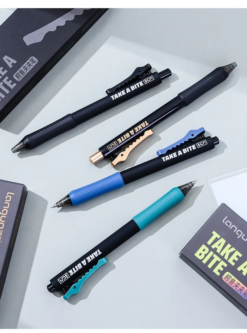 4PC Gel Stift Krokodil Klemme Neutral Stift 0,5mm Schwarz Geschwindigkeit Trocknen Prüfung Schreiben Glatte Wasser Stift Große kapazität Unterschrift Stift – Detail 8