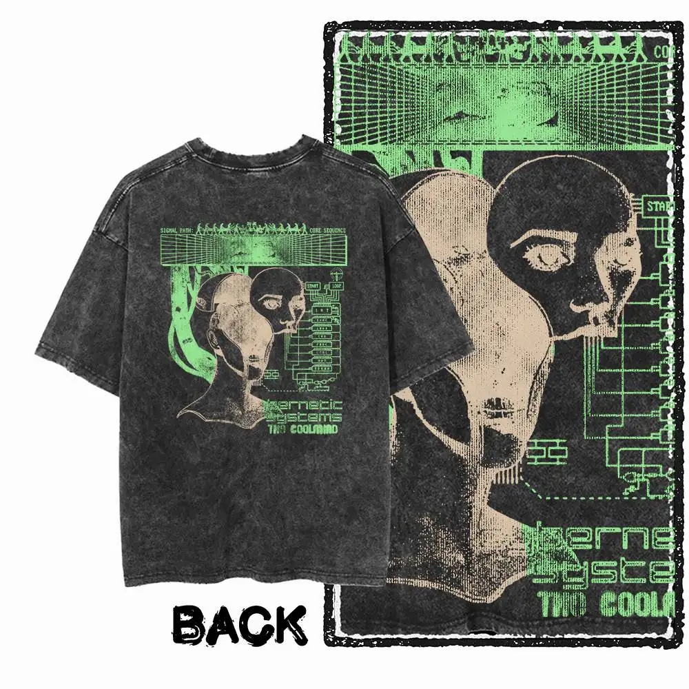 G15 Back Print Cool 100% Cotton COOLMIND Printed Men's T-shirt | Acid Washed Streetwear Big Size O-neck Men's Tee Tshirt