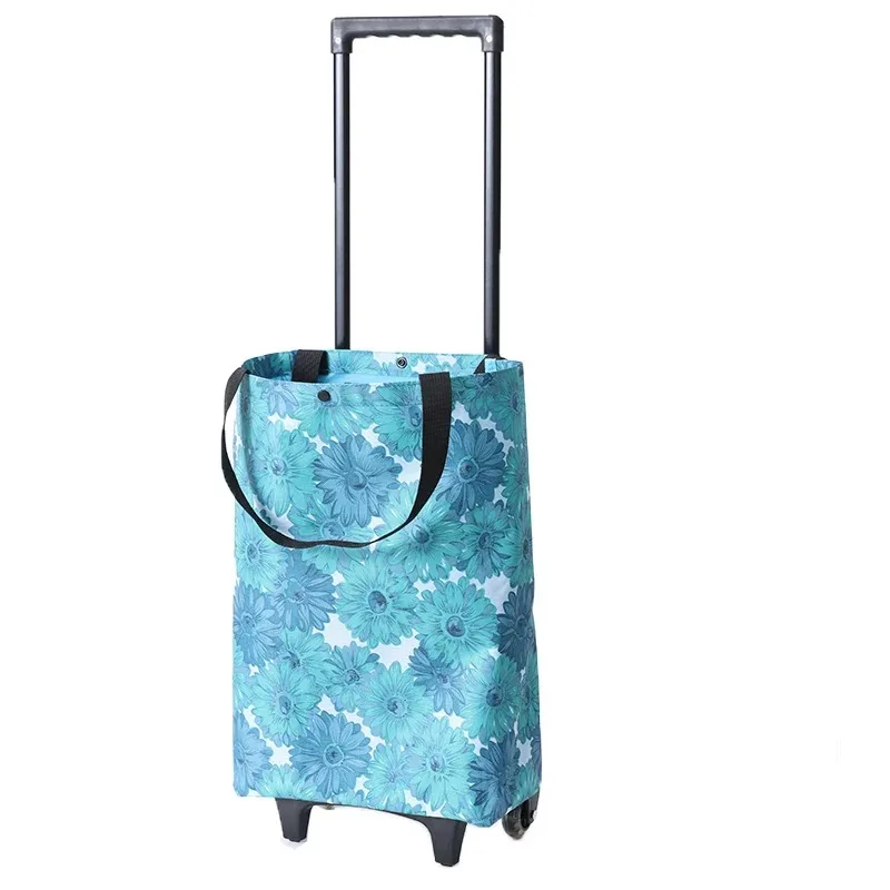 Large Capaci Portable Op Cart with Pull Rod for Home Vegetable Bung Campus Piup Quiet Foldable Utili Cart