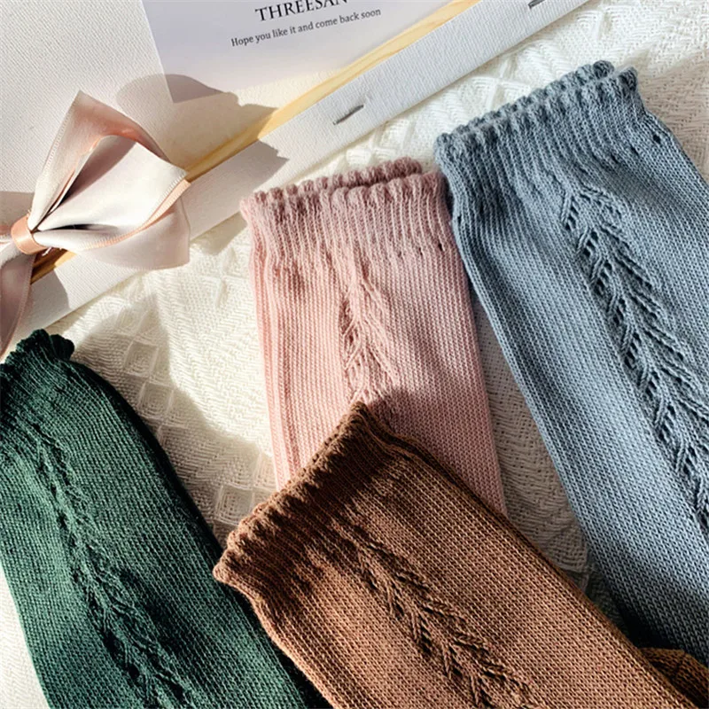 Soft Cute Kids Knee High Socks Baby Boys Girls Cotton Mesh Breathable Soft Socks Newborn Infant Long Socks Suit For 1-8 Years