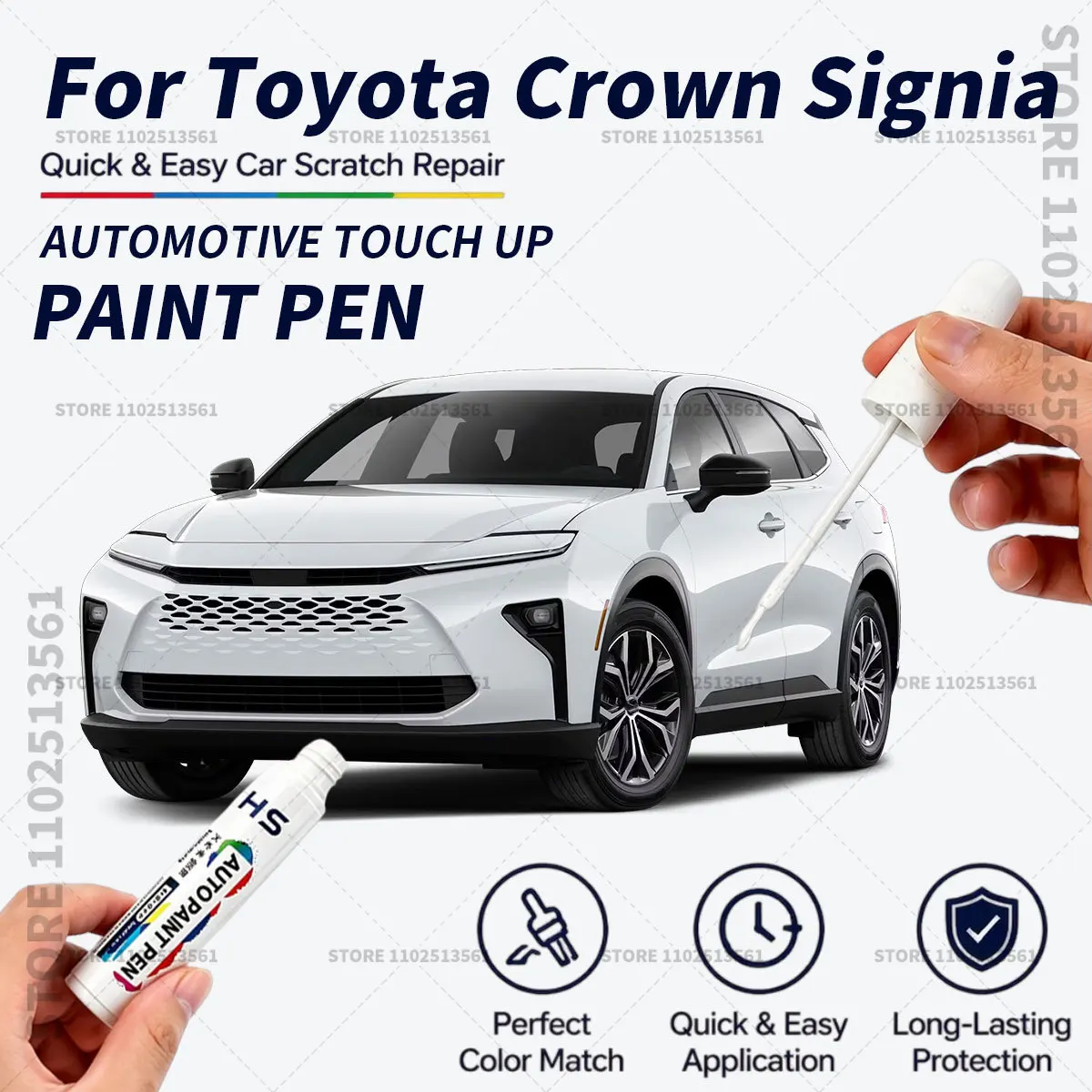 For Toyota Crown Signia Black Quick Dry Car Touch Up Paint Pen Auto Scratch Repair Brush for Paint Chips Scratches and Scuffs