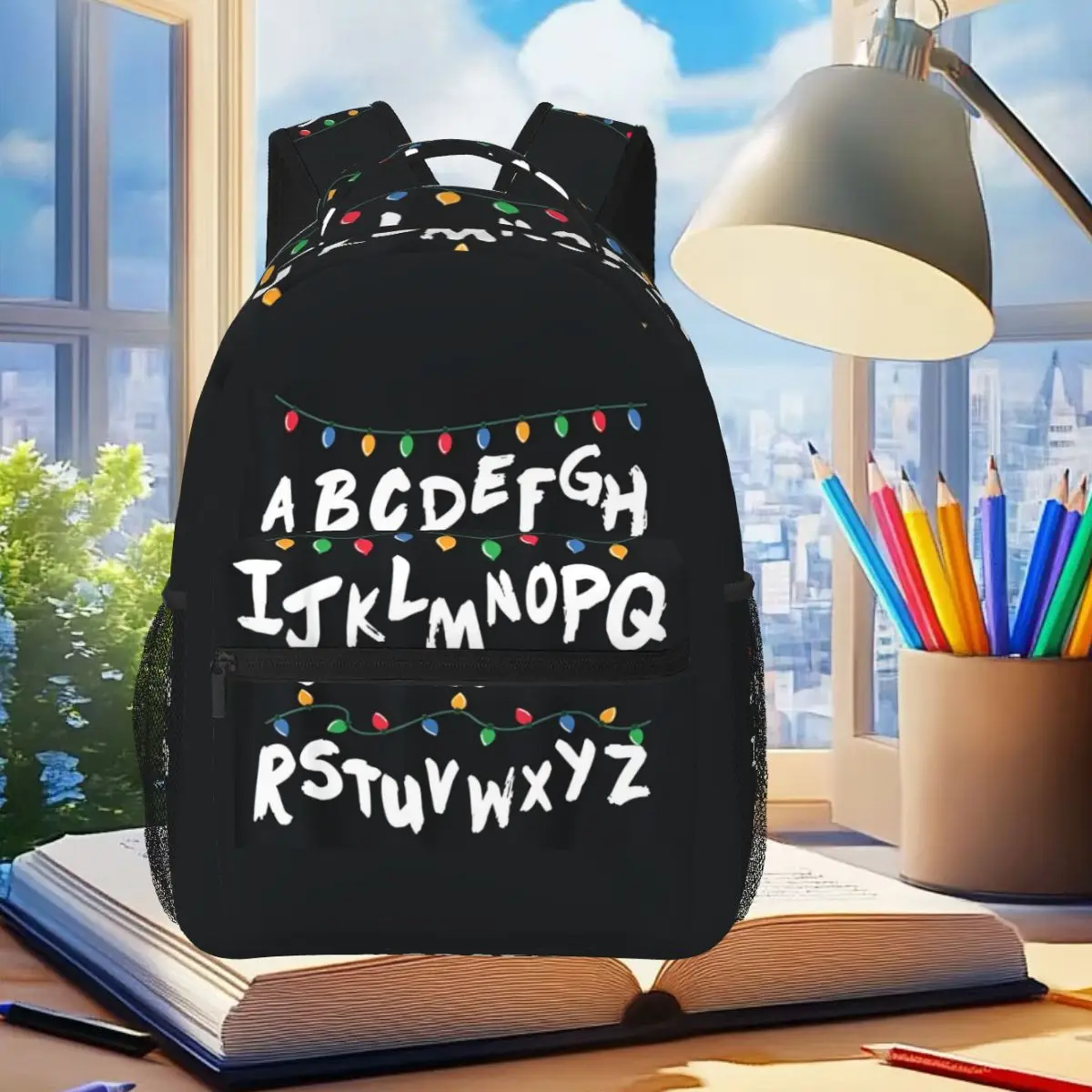 TV Drama Peripheral Stranger Christmas Light Backpack Student Boys Girls BookBag School Bag Computer Shoulder Bags for Men Women