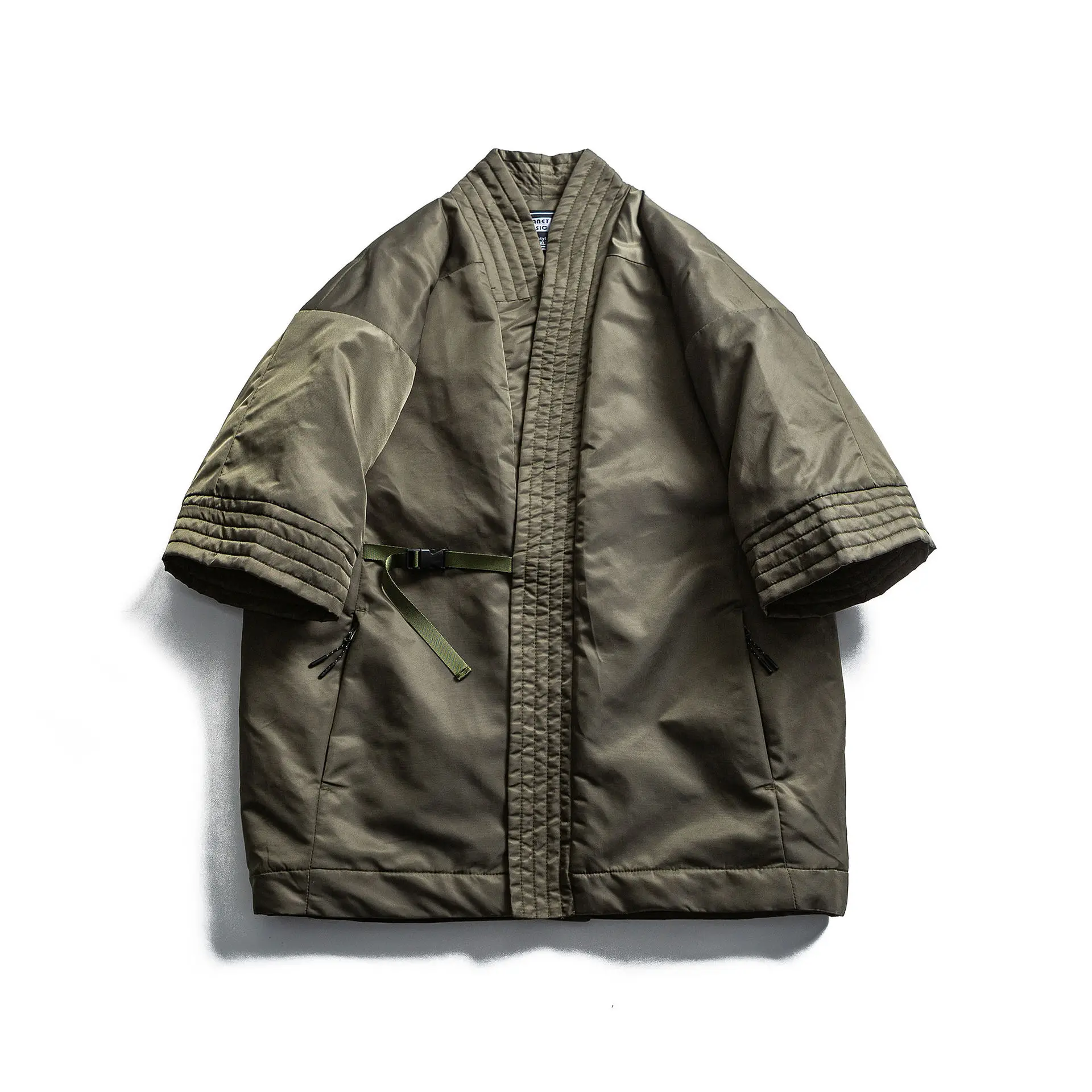 Men's Fashion Techwear Jacket Cotton Padded Thick Thermal Overcoat Taoist Robe For Male Cardigan Outerwear