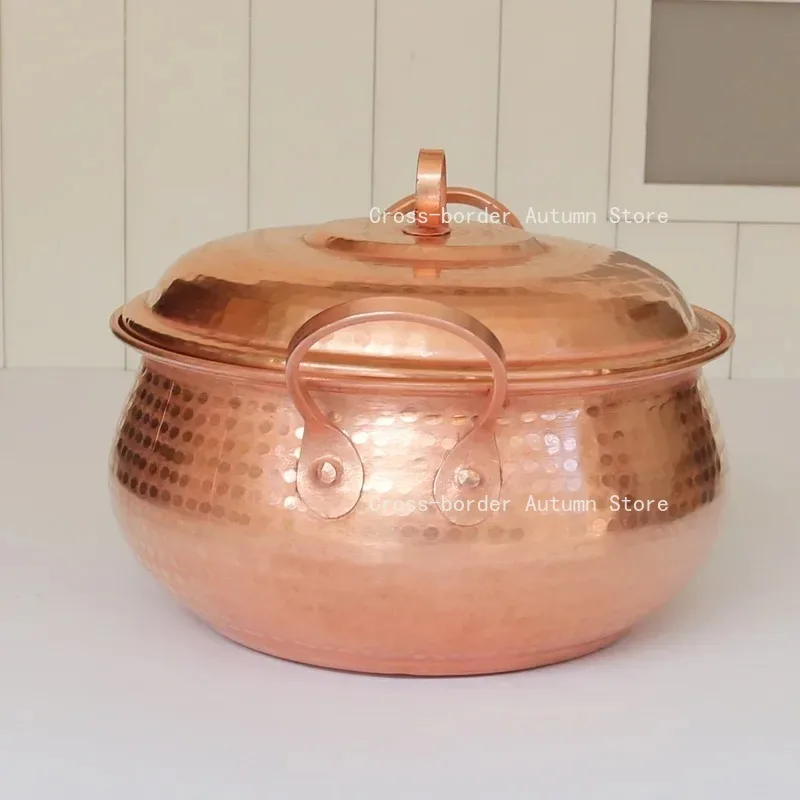 Pure Copper Pot Stew Steam Soup Purple Deep Casserole Steamer Handmade Soup pot hot pots 18-30cm