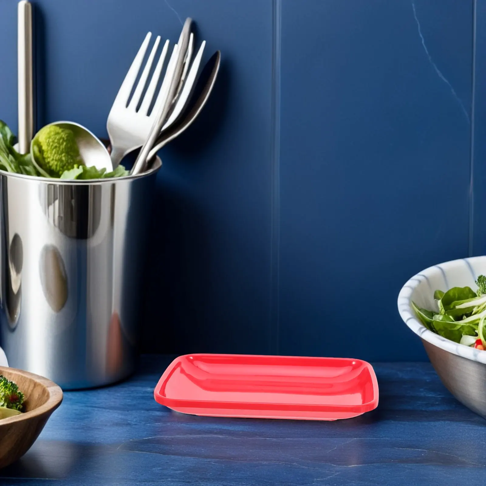 5Pcs Rectangular Serving Platter Ceramic Look Melamine Reusable Plates 5.5 Inch Hot Pot Side Dish Appetizer Sushi Buffet Plating