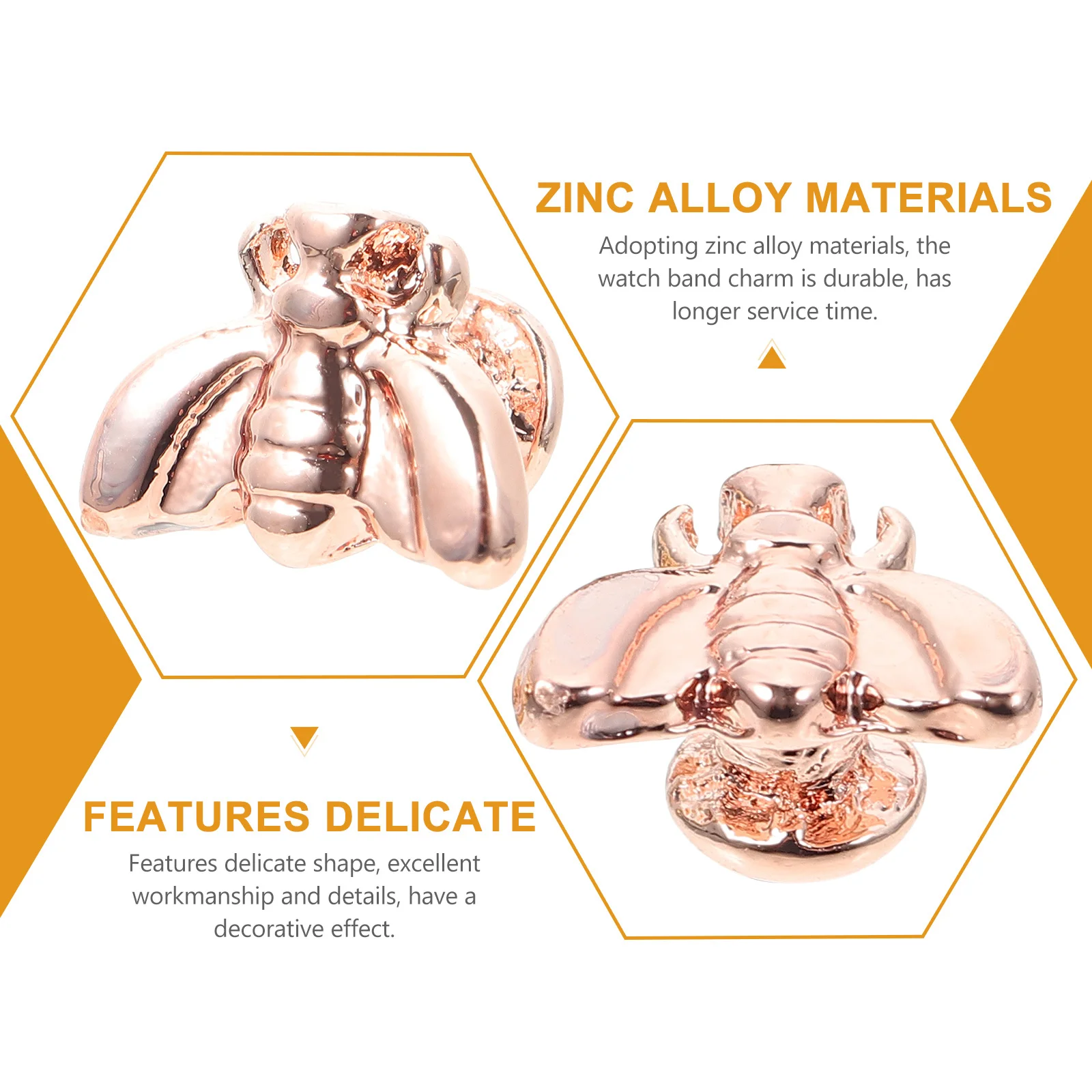 3pcs Bee Shape Buckle for Watchband Charms Zinc Alloy Decorative Watch Strap buckle Fits Most Styles Long