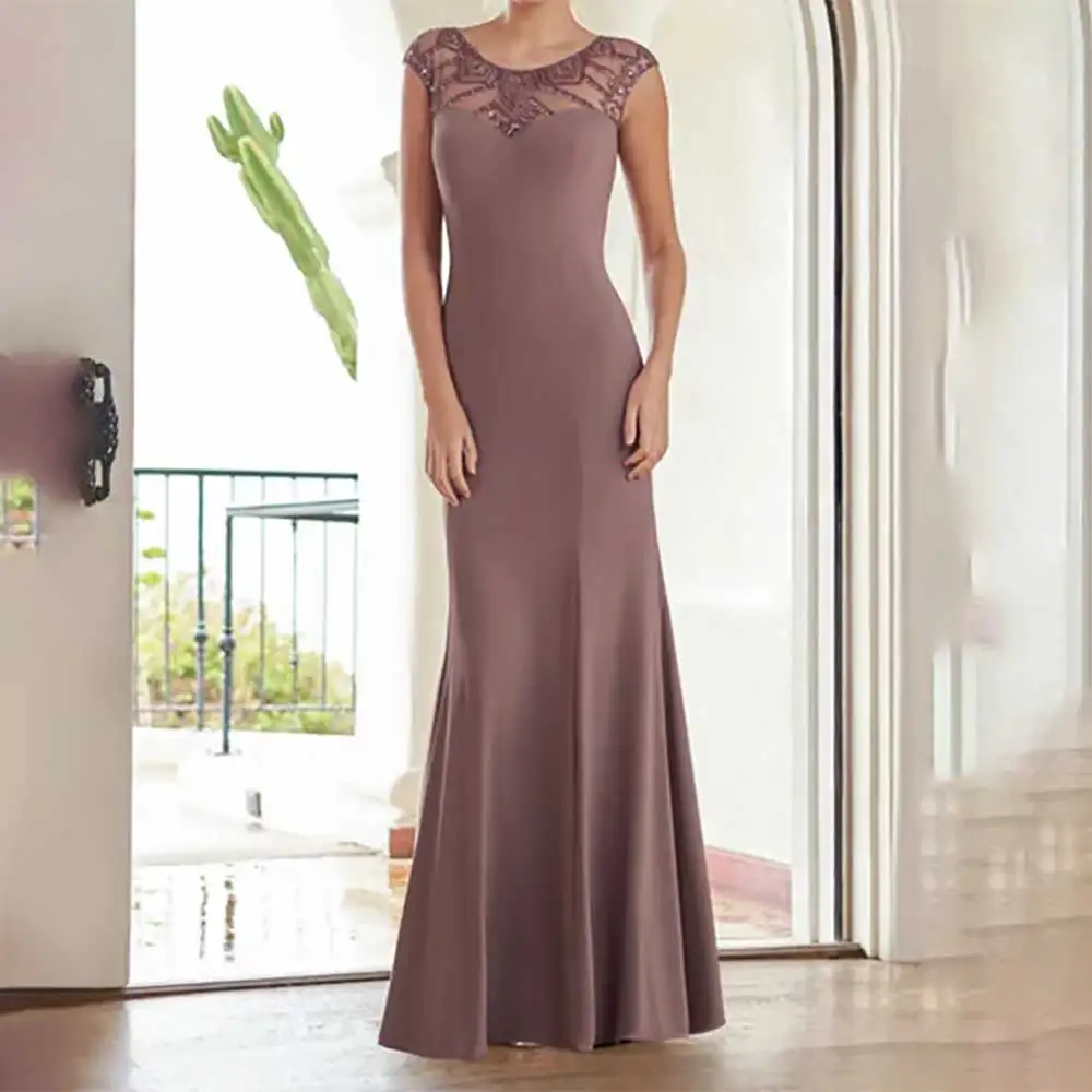 

Elegant O Neck Sleeveless Appliques Mermaid Evening Dress Women Prom Dresses Bridesmaid's Dresses Formal Party Gowns فساتين سهرة