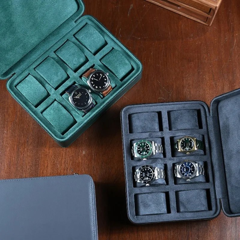 Leather Watch Storage Box 8 Slot Watches Organizer Boxes Portable Man Wrist Watch Collection Case Travel Watches Organizer Cases