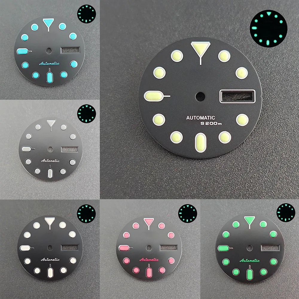 Esfera de reloj NH36, esfera luminosa verde de 28,5mm, movimiento mecánico automático, accesorios de reloj