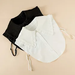 Linbaiway Women Big Lapel Fake Collars Ruffles False Collar Shoulder Wrap White Black Detachable Collars Neckwear Nep Kraagie