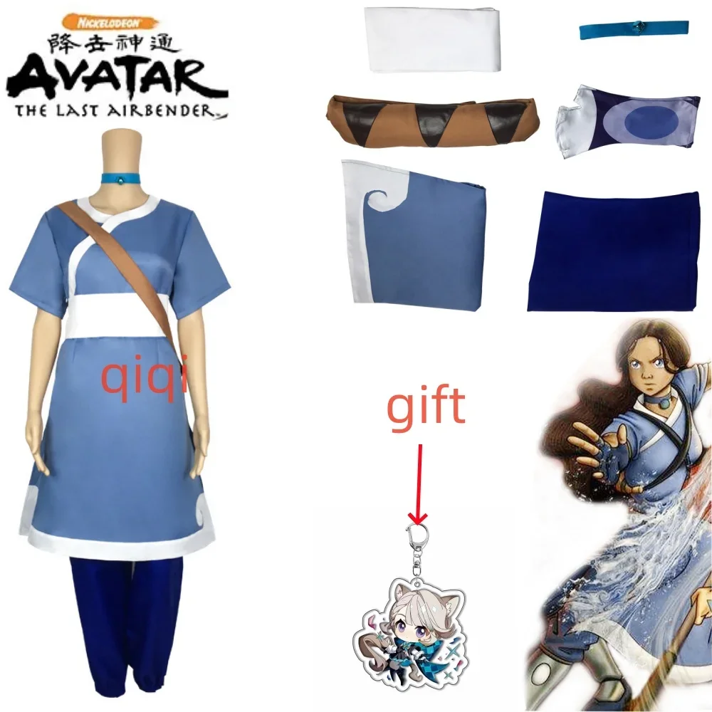 avatar the last airbender katara men cosplay Costume Anime Avatar the last Airbender Cosplay Costume Necklace Bag Wig shoes boot