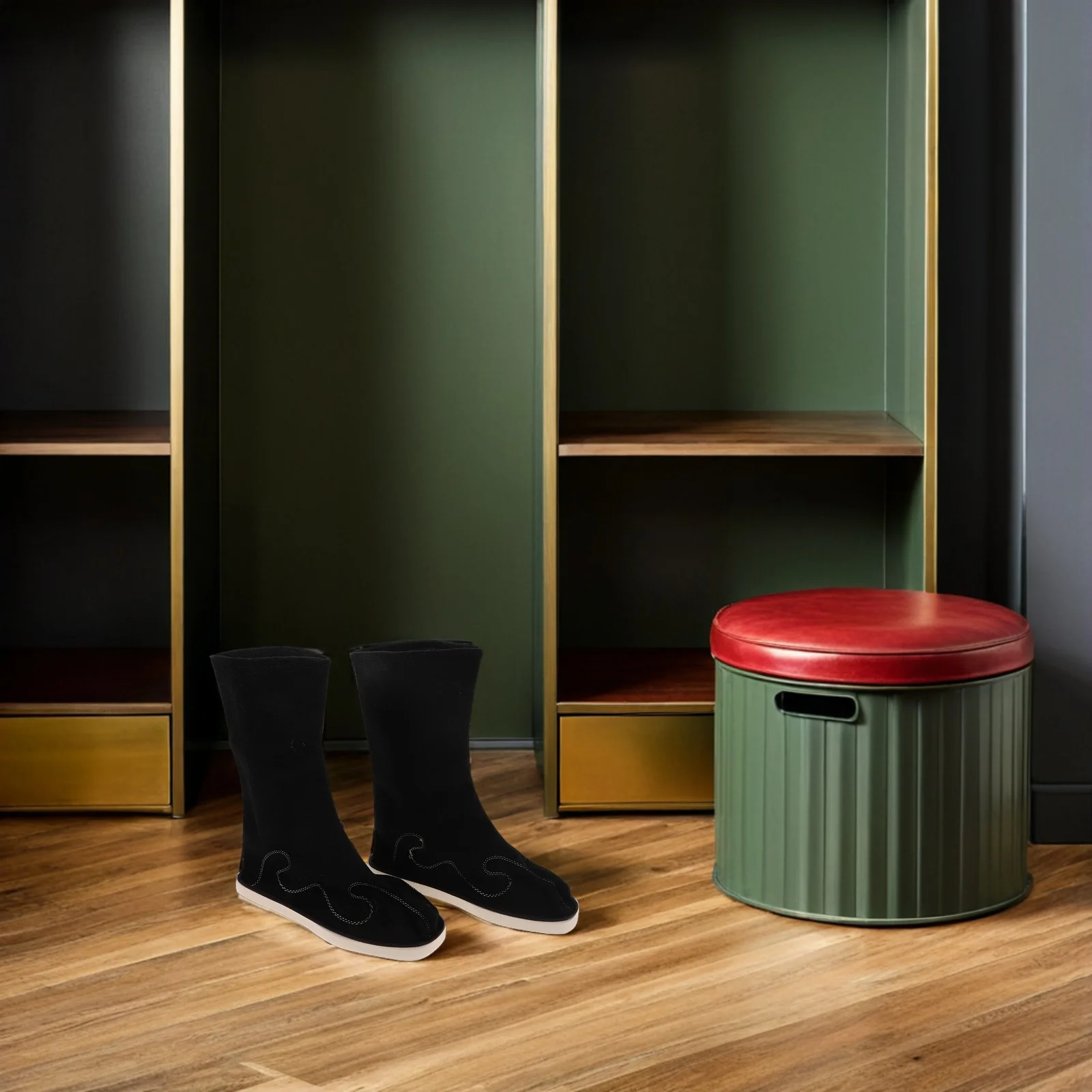 1 쌍 중국어 Hanfu 부츠 블랙 사이즈 38 중반 종아리 전통 신발 무대 공연을위한 미끄럼 방지 Pu 밑창 동양 댄스