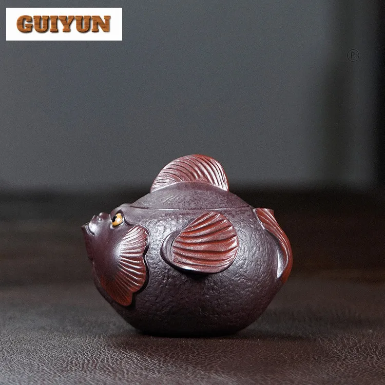 

160ml Creative Yixing Purple Clay Teapot handmade Swimming Fish Hand Grab Pot Raw Ore Purple Mud Tea Infuser Kettle Zisha Teaset