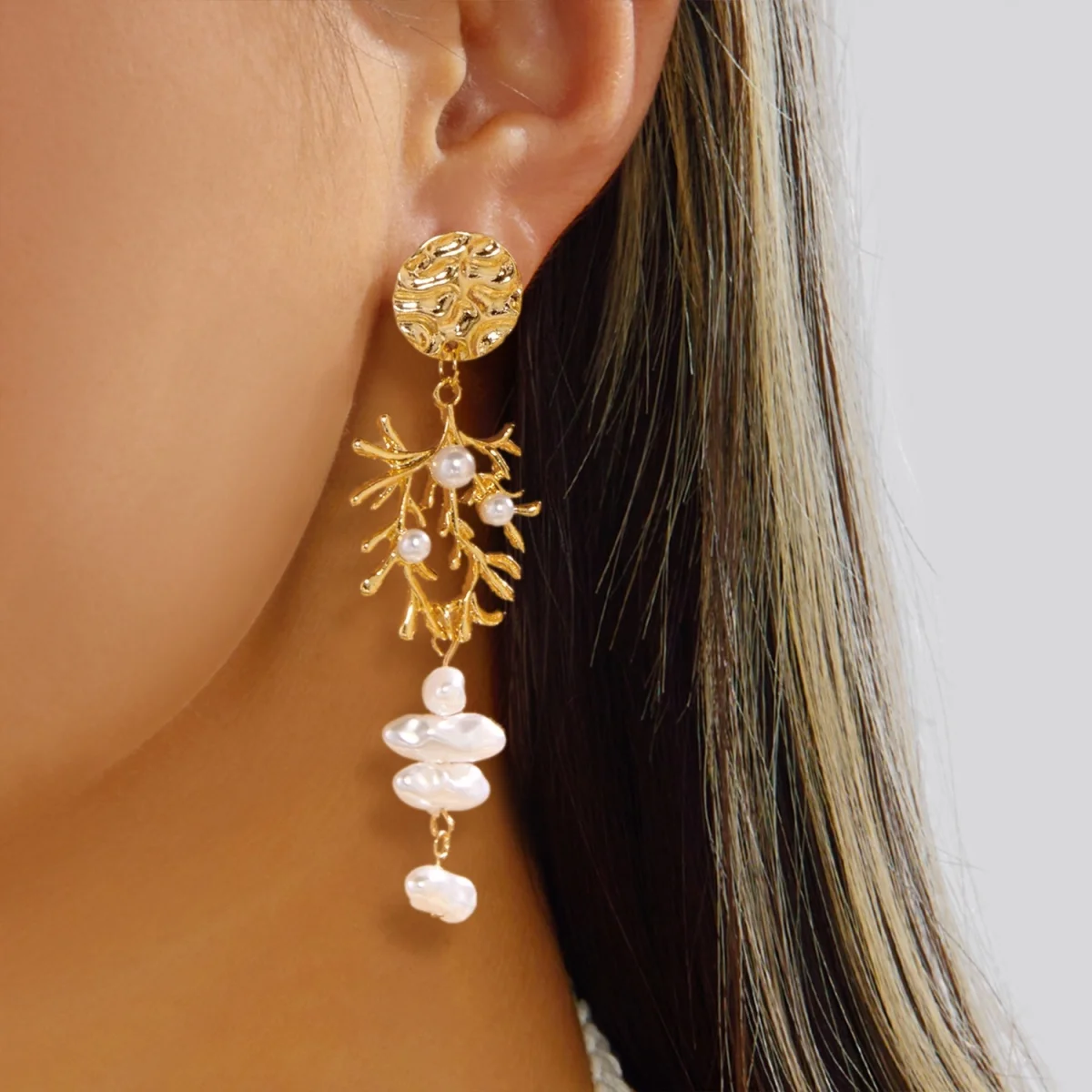 Böhmische geometrische unregelmäßige Imitationsperlen-Quastenohrringe für Damen und Herren, Muschel-Korallen-Strandohrringe, Sommerschmuck – Detail 15