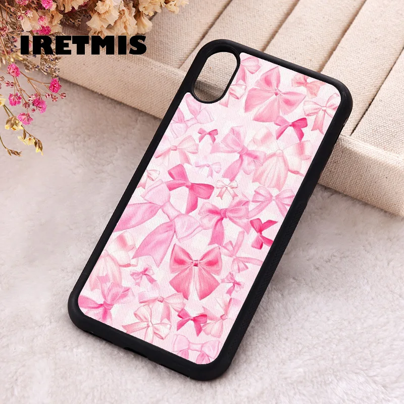 Iretmis Phone Cover Case for iPhone 6 6S 7 8 PLUS X XS XR 11 12 13 MINI 14 15 PRO MAX Rubber Bow Beau