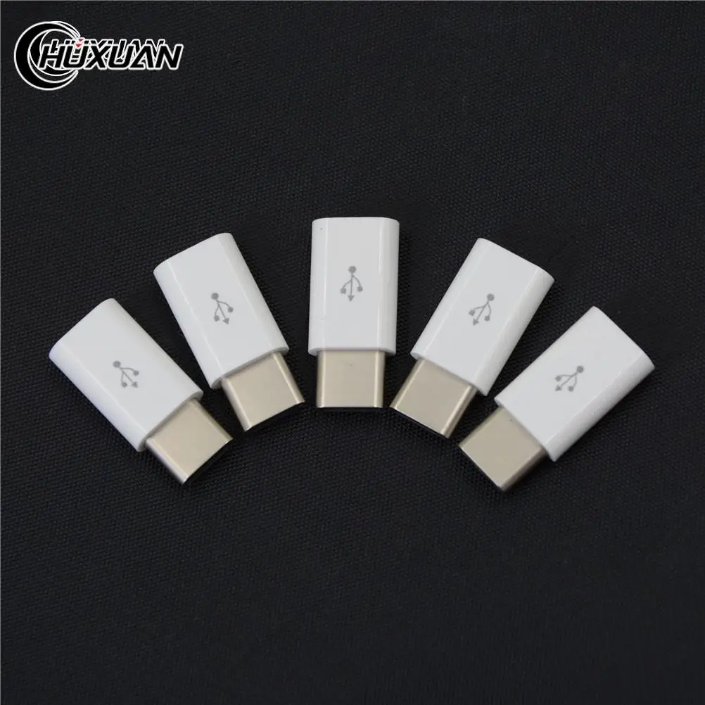 5pcs/lot black and white USB 3.1 Type C Male to Micro USB Female Adapter Type-C Converter Connector USB-C ABS sets