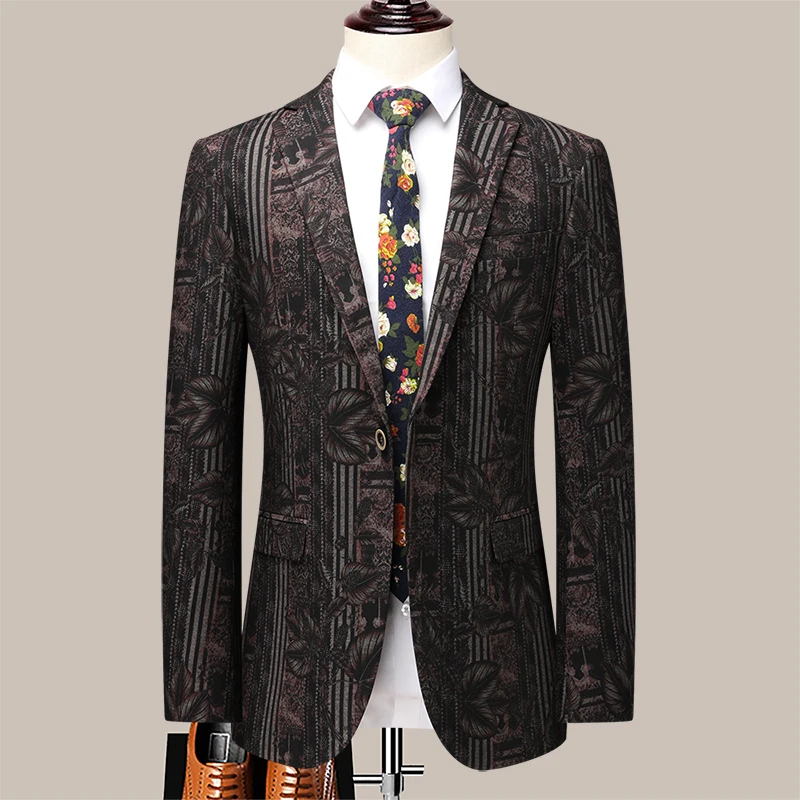 

Explosive Formal Casual Pattern New Suit Slim Casual Single Suit Party Business Casual Trend Four Seasons with Handsome Coat Men