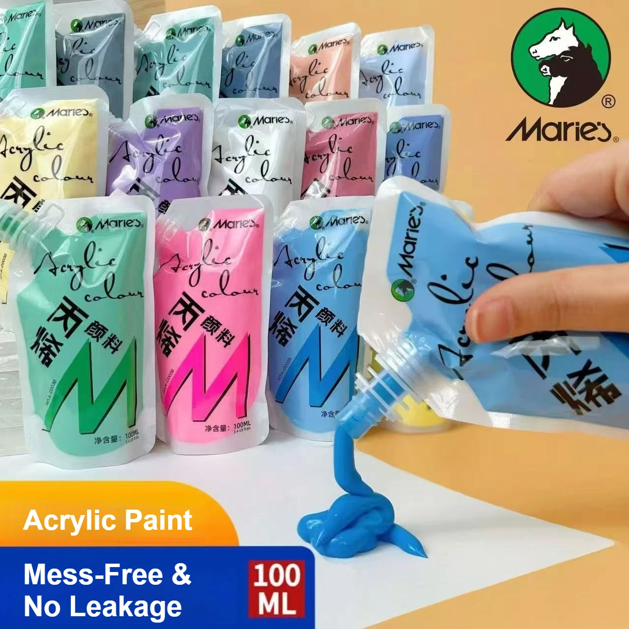 100ml Marie's Acrylic Paint Waterproof Fade Proof Sunproof for Wall Painting Textile DIY Sneaker Graffiti Painting Art Supplies