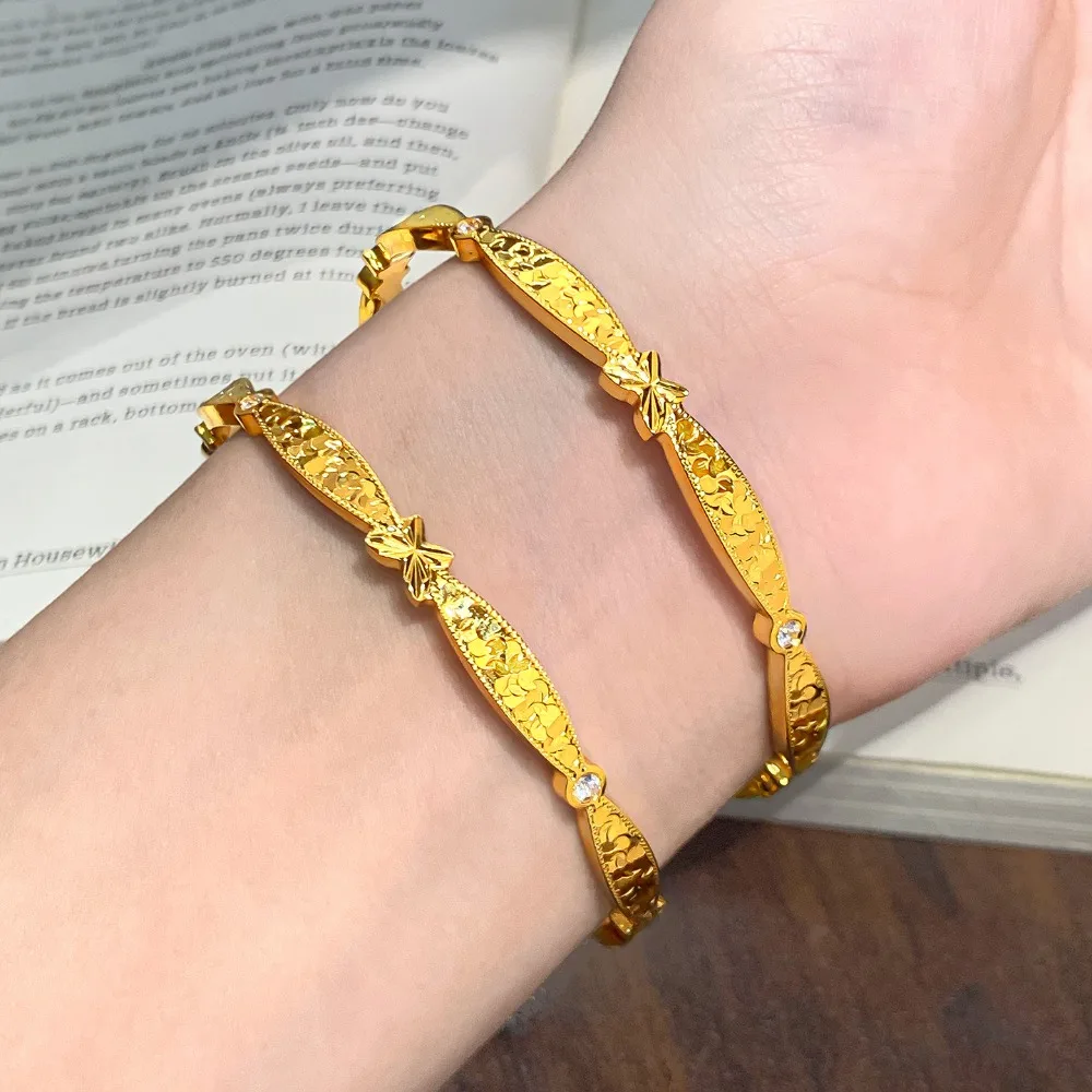 Point drill broken ice butterfly opening adjusting bracelet advanced temperament 9999gold