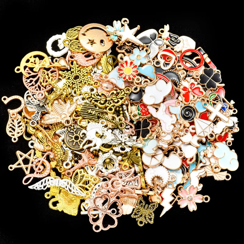 20Pcs Mix color matching animal leaf Alloy Metal Fruits Enamel Charms KC Gold Pendant For DIY Bracelet Necklace accessories