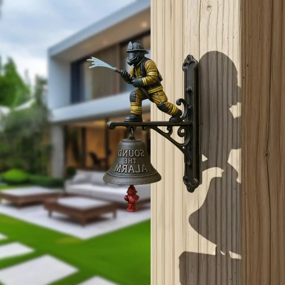 تحية لراجل الإطفاء جرس الباب المقاوم للطقس صوت معدني عتيق جرس الباب إنذار مدخل المكتب المنزلي جرس الترحيب