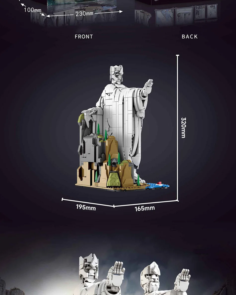Creative MOC The Argonath Kit Pillar Of The kings Building Blocks Bricks Set MOC King Sculpture Model Toys For Boy Adult Gifts