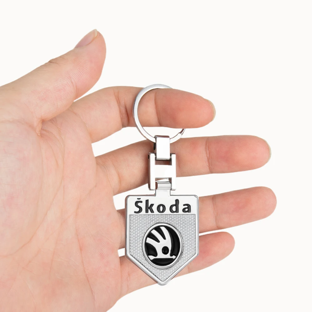 3D metallo/pelle auto Logo portachiavi portachiavi accessori ciondolo per Skoda Octavia Rapid Fabia Superb Kodiaq Karoq Kamiq Scala