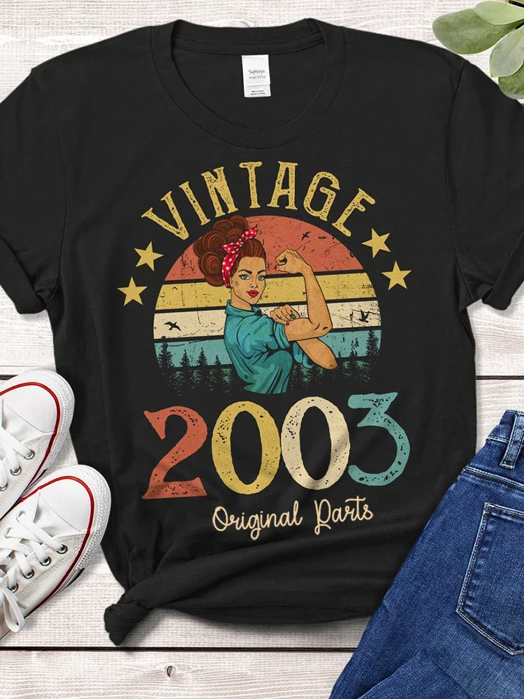 2024 T-Shirt Women 21 Old 21st Birthday Gift Girls Mom Wife Daughter Top Retro Tee Shirt oversized t shirt women clothing