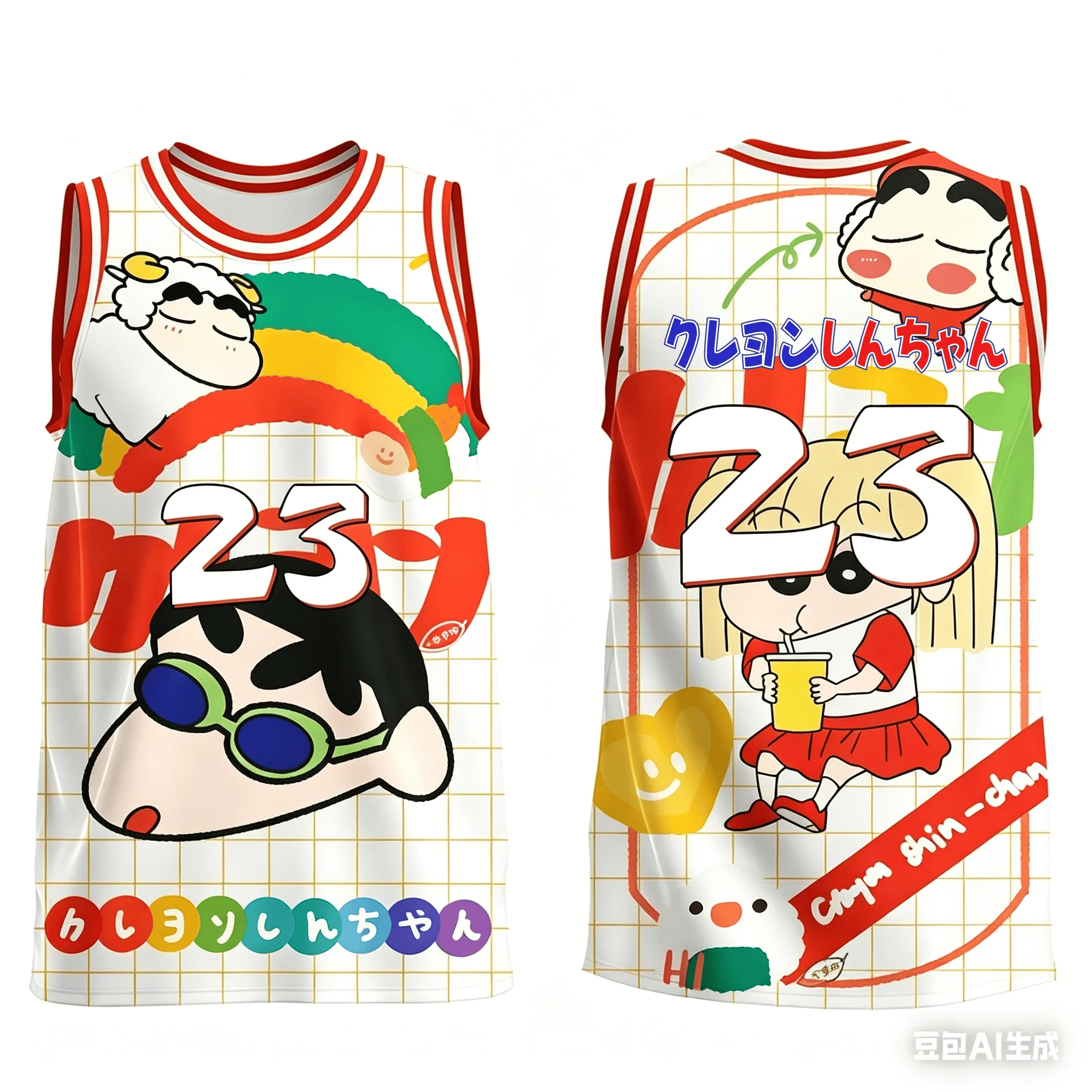 Childhood Fun Style Adult Children Parent Child Couple Crayon Shin Chan Basketball Tank Top 3D Printed Sleeveless T-shirt