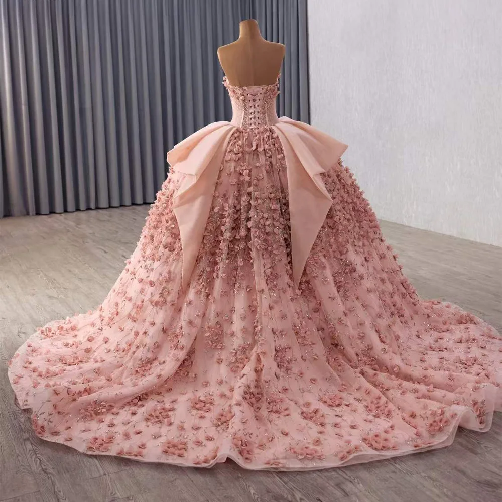 Vestidos De 15 Años Quinceañeras sin mangas apliques De novia con cordones en la espalda vestido largo rosa o morado para ocasiones especiales