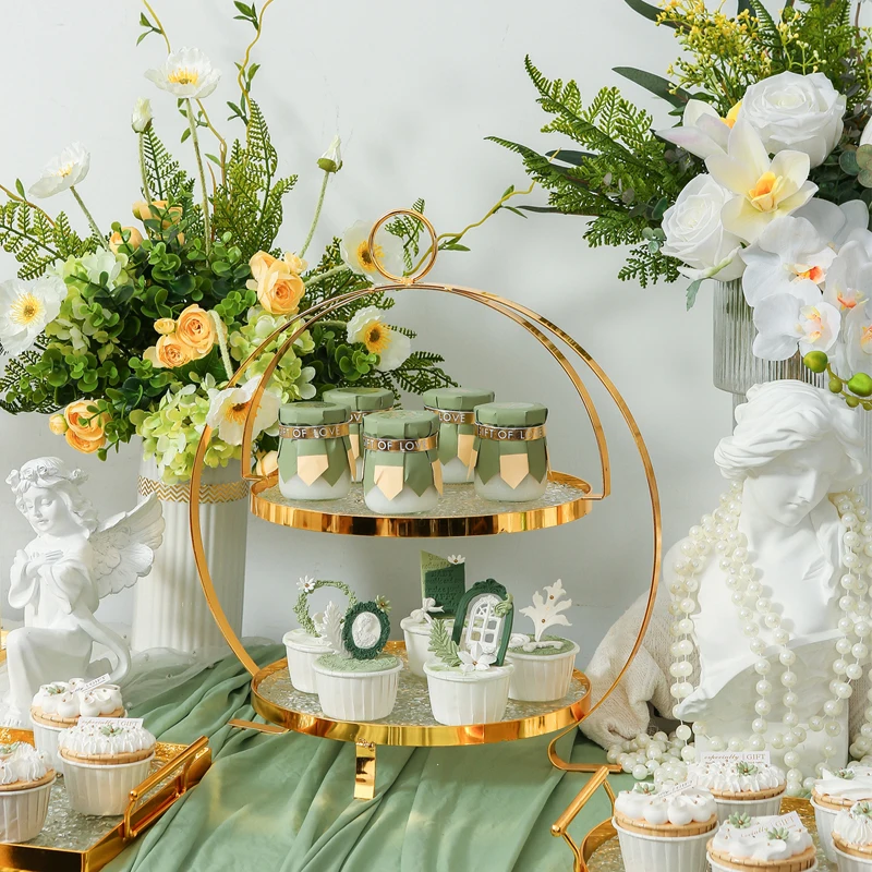 

Light luxury acrylic three-layer afternoon tea snack rack dessert table cupcake display tray shooting props ornament